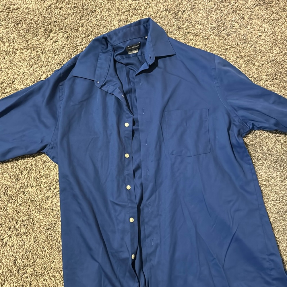 Van Heusen Regular Fit Stretch Blue Dress Shirt